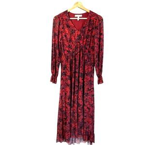 Harlow & Rose Womens Floral Boho Maxi Dress Size M Peasant Romantic Ruffle Flowy
